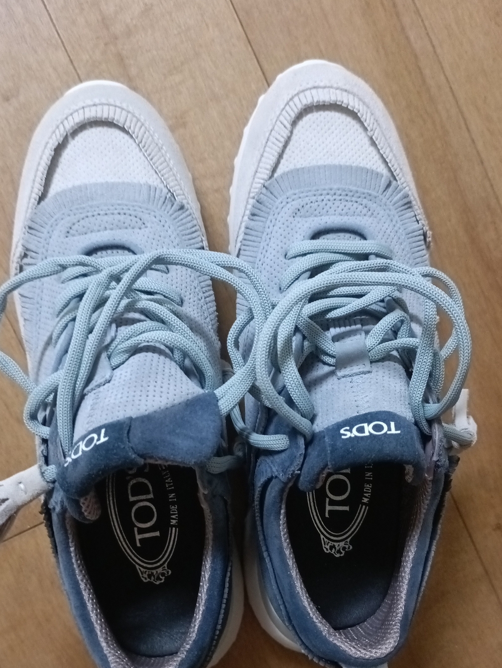 Tod's Pale Blue Suede & Mesh Lace-Up Sneakers